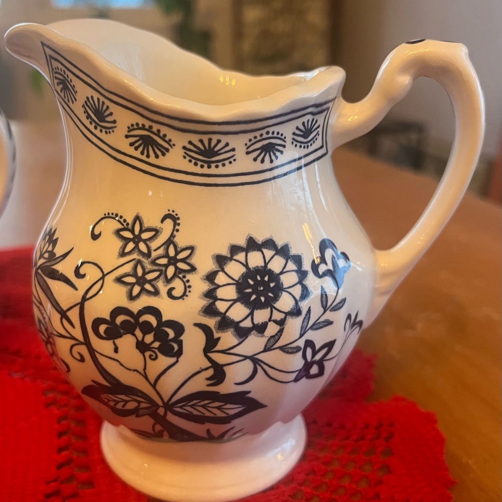 Vintage J&G Meakin Blue Nordic Creamer Sugar Bowl Jug Set | MCM England - Picture 11 of 12